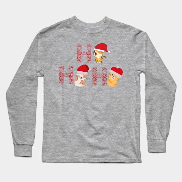 HO HO HO  Cat Christmas shirt Funny Cat Lover Christmas day Long Sleeve T-Shirt by yayashop